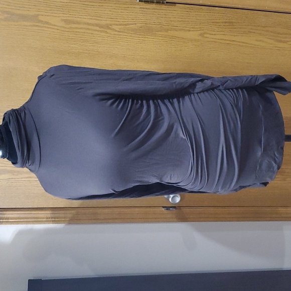 Soft surroundings chocolate brown rousched gathered lightweight long sleeve top - Picture 1 of 5